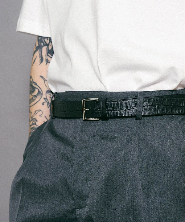 niskyのサブサエティ SUBCIETY CROCODILE STAMP BELT 108-81028 subciety メンズ ベルト レザーベルト 牛革 送料無料 ストリート｜アングル3