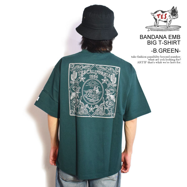 GhXT}[ The Endless Summer TES BANDANA EMB BIG T-SHIRT -B.GREEN- c-24574300g Y TVc  TES rbOTVc  Xg[g