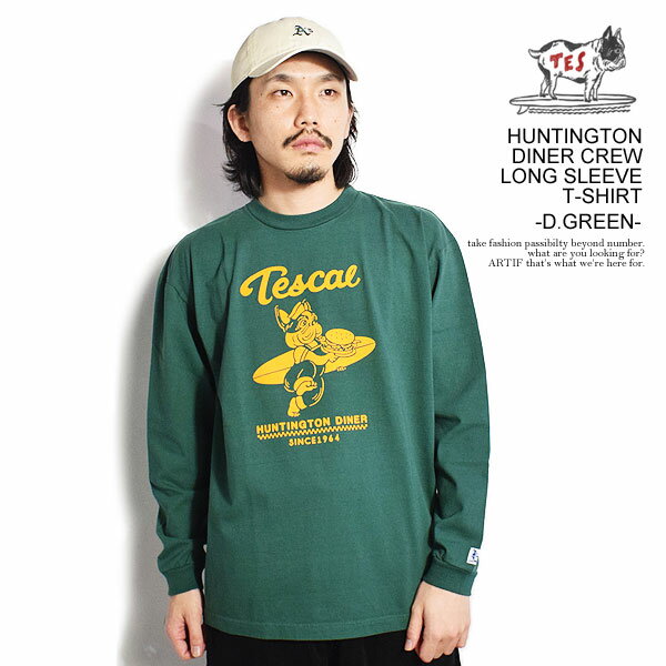 GhXT}[ The Endless Summer TES HUNTINGTON DINER CREW LONG SLEEVE T-SHIRT -D.GREEN- fh-24374311g Y TVc  T  Xg[g