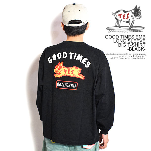 エンドレスサマー The Endless Summer TES GOOD TIMES EMB LONG SLEEVE BIG T-SHIRT -BLACK- c-25774307b メンズ Tシャツ 長袖 ロンT TES 送料無料 ストリート