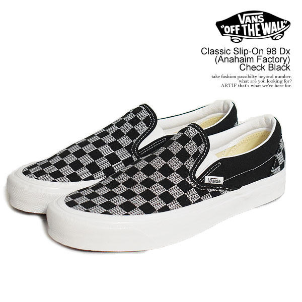 バンズ VANS Classic Slip-On 98 Dx (Anahaim Factory) Check Black vn0a7q58blk メンズ レディース スニーカー スリッポン 送料無料 ストリート