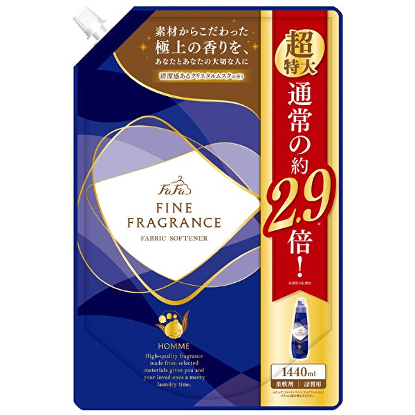 香水調 柔軟剤【大容量】【詰め替え】ファーファ　ファインフレグランス　オム　1440ml静電気　吸水　汗　花粉　抗菌　防臭【税抜3,980円以上送料無料】【RCP】