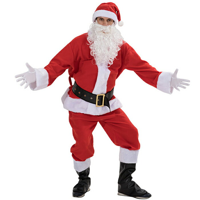 サンタ コスプレ メンズ サンタクロース 衣装 メンズ 男 男性 コスチューム 大人 サンタコス 7点セット ブーツ カバ…