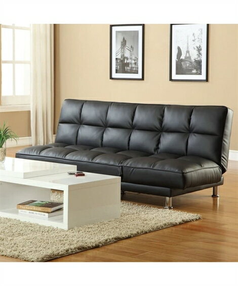 ソファーベッド 3人掛け ソファ 3WAY リクライニング 合皮 カウチ にもなる アイボリー/黒 幅188cm ソファベッド おしゃれ 1人暮らし ニッセン ...