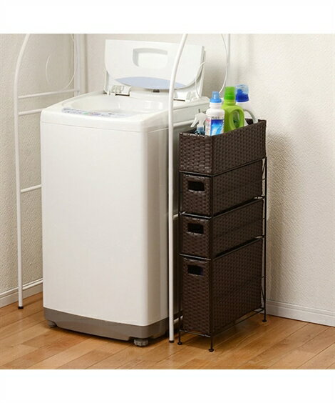 サニタリーラック ラタン調のランドリーチェスト(隙間タイプ) 幅20.5cmロータイプ ニッセン nissen