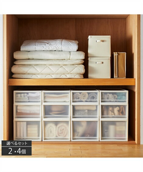 収納 【日本製】押入れにぴったりな奥行74cmのクリアケース Lサイズ4個セット ニッセン nissen