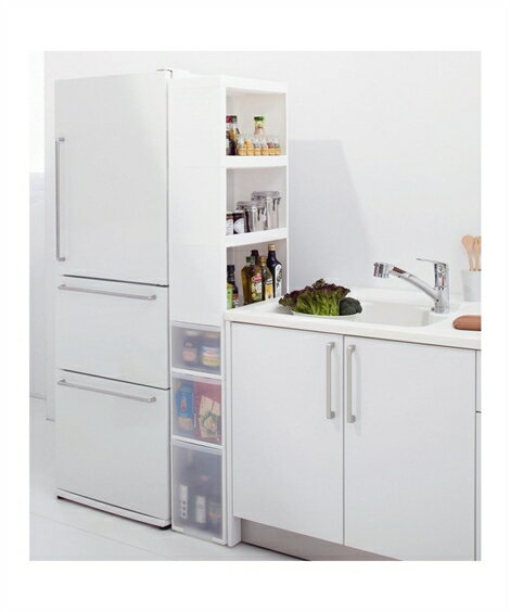 キッチン 収納 日本製 分割して使用できる隙間 ワゴン 2個セット 幅17cm 25.5cm 白 幅17×高さ171cm デッドスペース収納 ニッセン nissen