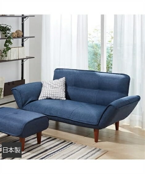 ソファー 2人掛け カウチ ソファ 14段階リクライニング ポケットコイル 日本製 ブラウン/グリーン/ネイビー/ターコイズ/グレー 幅130cm おしゃれ 1...