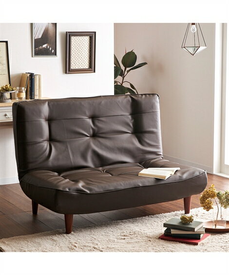 ソファー 2人掛け ソファ リクライニング ハイ バック 合皮 日本製 ブラウン/黒/アイボリー/赤 幅121cm おしゃれ 1人暮らし ニッセン nissen