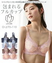 ブラジャー ワイヤー入り レディース 編レース フルカップ 小花柄 日本製 ( トリンプ ) 黒系 C70〜F85 インナー 女性 ニッセン nissen