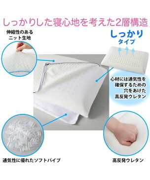 枕 MOKUMO Pillow Compagno しっかりタイプ パイプタイプ×高反発ウレタン 年中 しっかりタイプ ピロー43×63cm ニッセン