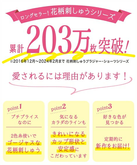 ブラジャー ショーツ セット レディース 花柄刺しゅう 4セット組 G70：M〜G80：LL 4セット組 シックカラー /4セット組 パステルカラー /4セット組 ミックスカラー G70_M/G75_L/G80_LL ニッセン nissen