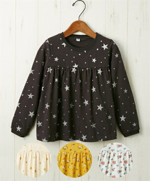 アウター キッズ 胸切替総柄長袖Tシャツ(女の子 子供服) 秋 Tシャツ トップス カットソー ポロシャツ ベビー 幼児 低学年 女児 身長80〜130cm ニッセン