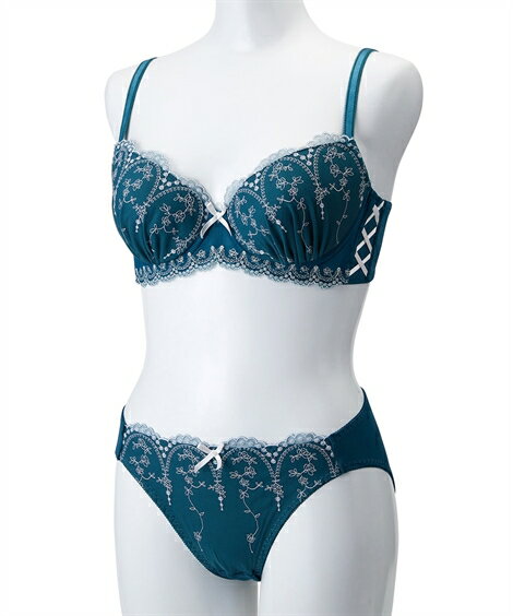 大きいサイズ インナー レディース 忘却のブラジャー・ショーツセット クラシカル（脇スッキリタイプ） ブラジャー グリーン/ダークマゼンタ/ネイビー D85_L-LL/D90_LL-3L/D95_3L-4L/D100_4L-5L ニッセン