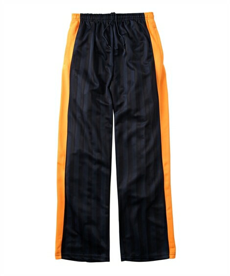 パジャマ 大きいサイズ カジュアル メンズ シャドーストライプ ジャージ ロング パンツ リラックス 黒×チャコール/黒×赤/紺×オレンジ 3L/4L/5L ニッセン nissen