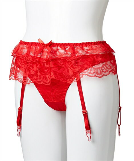 ショーツ レディース レース フリルガーター ベルト & Tバック ホワイト/黒/赤 M ニッセン nissen