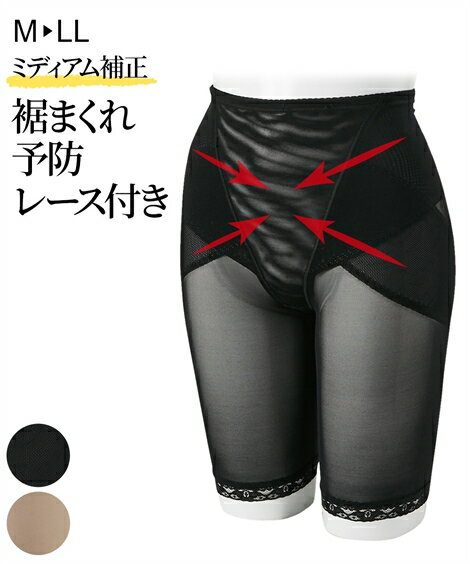 ガードル レディース 裾 レース 付き 補整 ブラック/ベージュ M/L/LL ニッセン nissenのサムネイル