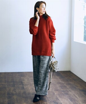 パンツ ワイド ガウチョ トールサイズ レディース ツイード調 セットアップ トップス +ワイド 黒系 LL/3L ニッセン