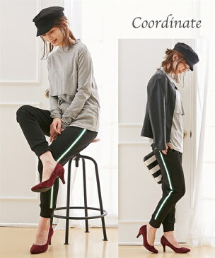 パンツ マタニティ 大きいサイズ ママ 産前 a.i.n あったか裏起毛 サイドライン ジョガー ウエスト 調節可 ボトムス 黒/紺 M/L ニッセン