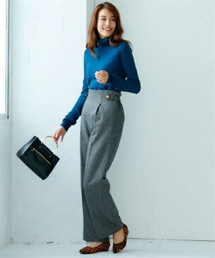 パンツ ワイド ガウチョ トールサイズ レディース ツイード ワイド グレー系/黒系 4L/5L ニッセン