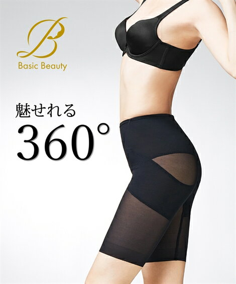 ガードル 大きいサイズ レディース BasicBeauty パワーネット 補整 ブラック/ベージュ 8L インナー 女性 補整下着 ニッセン nissen