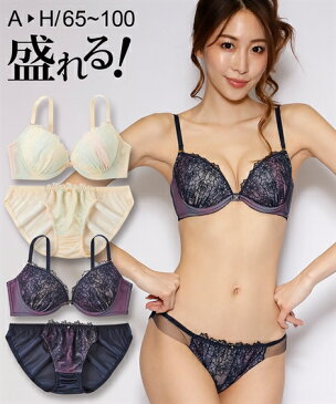 ブラジャー ショーツ セット 大きいサイズ レディース グラデーション アイボリー/ネイビー A85_LL〜D100_5L ニッセン