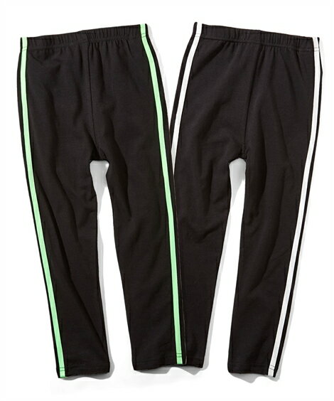 レギンス サイドライン 7分丈 女の子 子供服 ジュニア服 黒×オフ/黒×ネオングリーン 身長140/150/160cm ニッセン nissen