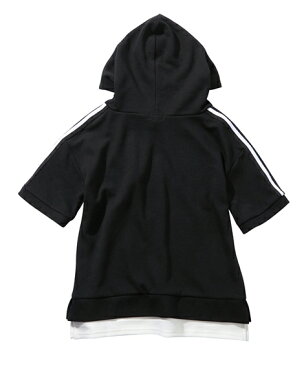 Tシャツ カットソー 肩 ニット テープ使い 半袖 パーカー 男の子 子供服 ジュニア服 ライトベージュ/黒 身長140/150/160cm ニッセン nissen