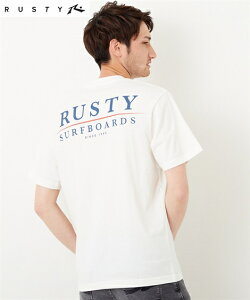 スポーツウェア トップス メンズ RUSTY プリント 半袖 Tシャツ BKブラック/WTホワイト 3L/4L/5L ニッセン nissen