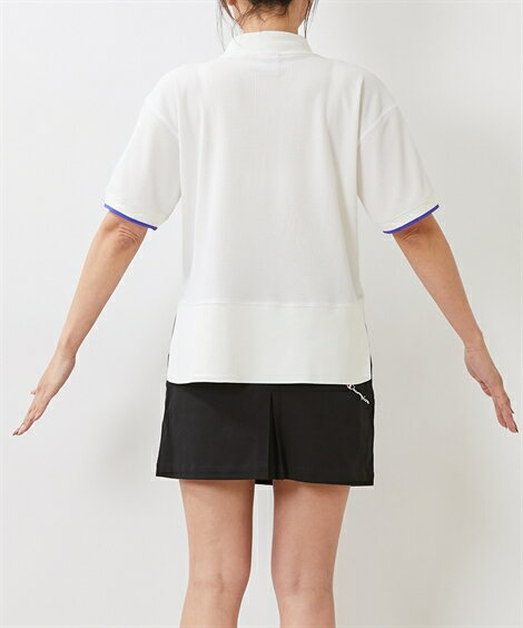 スポーツウェア トップス 大きいサイズ レディース Champion GOLF CW-TG309 速乾 UVカット 遮熱 モックネック シャツ 020オフホワイト/370ネイビー M/L/LL ニッセン nissen