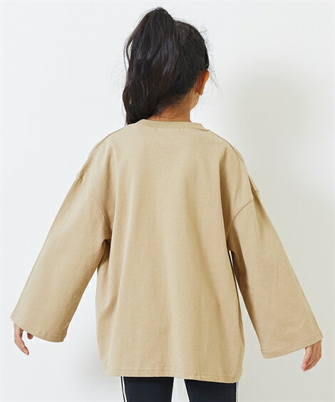 Tシャツ カットソー 綿100％ ドロップショルダー 長袖 2枚組 男の子 子供服 ジュニア服 オフホワイト＋モカ/ネイビー＋ベージュ/黒＋パープル 身長140/150/160cm ニッセン nissen