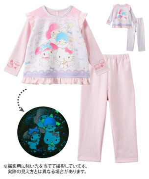 パジャマ キッズ 女の子 サンリオオールスターズ 光る DX 子供服 ピンク/ラベンダー 身長100/110/120/130cm ニッセン nissen