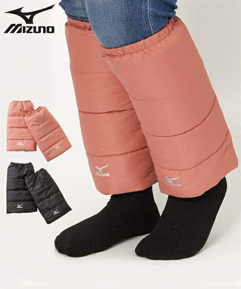 レッグウォーマー レディース MIZUNO 中綿入り プリント ロゴ ピンク/ブラック M〜L ニッセン nissenのサムネイル