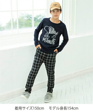 ニット セーター スヌーピー柄 男の子 女の子 子供服 ジュニア服 冬 ネイビー/ベージュ 身長130cm ニッセン nissen