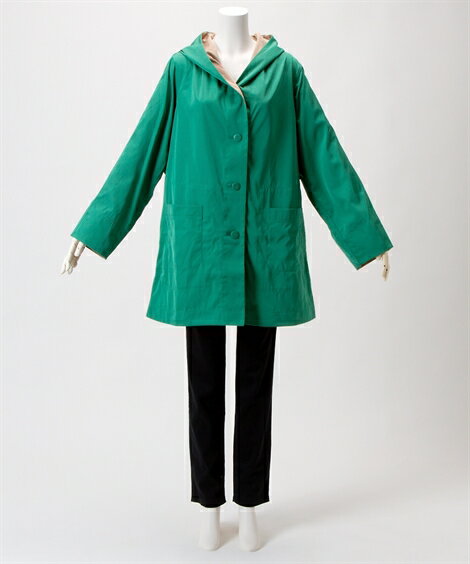 パーカー 大きいサイズ レディース 裏配色 コート グリーン/ネイビー/ベージュ/ライラック L/LL ニッセン nissen