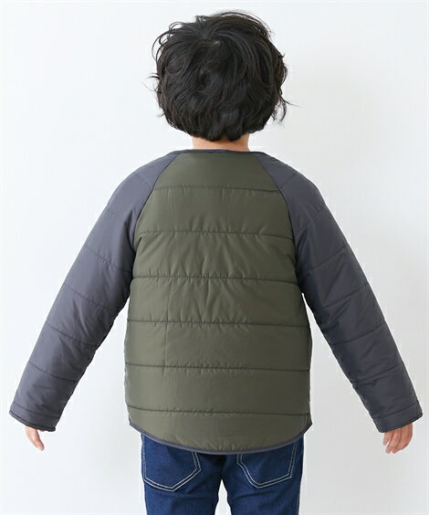 キッズ 男の子 あったか 薄中わた ラグラン配色 ジャケット 子供服 ジュニア服 冬 カーキ/ベージュ 身長140/150/160cm ニッセン nissen