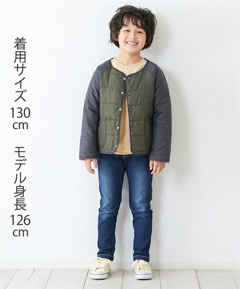 キッズ 男の子 あったか 薄中わた ラグラン配色 ジャケット 子供服 ジュニア服 冬 カーキ/ベージュ 身長140/150/160cm ニッセン nissen