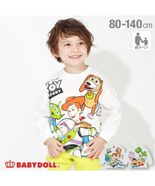Tシャツ カットソー BABYDOLL 親子お揃い ディズニー キャラクター ロンT 4436K ホワイト 身長80〜140cm ニッセン nissen