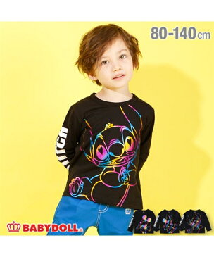 Tシャツ カットソー キッズ 男の子 BABYDOLL ディズニー グリッター ロンT 4439K スティッチ/ミッキー/ミニー 身長80〜140cm ニッセン nissen