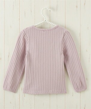 Tシャツ カットソー キッズ 女の子 ジャガード テレコ素材 フリル 子供服 ジュニア服 アイボリー/チャコールグレー/ピンク 身長80〜130cm ニッセン nissen