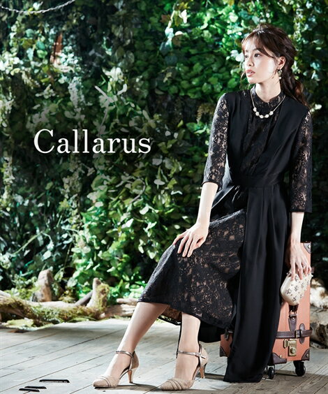 ドレス ワンピース レディース 結婚式 パーティー Callarus Front Lace Design Onepiece Dress ネイビー系/黒系 S/M/L/LL ニッセン nissen