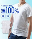 インナー シャツ 半袖 メンズ 肌着 抗菌防臭 加工 綿100％ 天竺 Vネック 白 5枚組 M/L/LL 男性 下着 ニッセン nissen