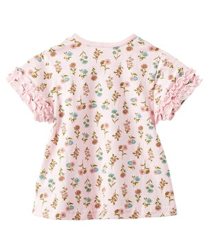 Tシャツ カットソー キッズ 女の子 綿100% 通園通学 お着替え 半袖 2枚組 子供服 アイボリー 花柄 +ブラウン ドット柄 /ピンク 花柄 +マスタード ドット柄 身長80/90cm ニッセン nissen