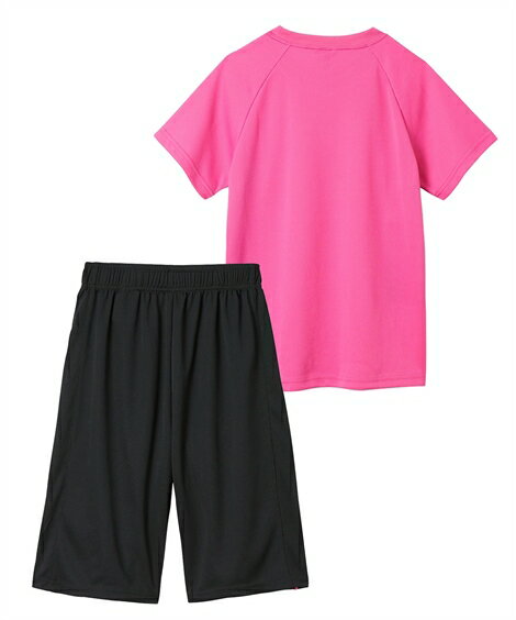 スポーツウェア 上下セット キッズ 女の子 Tスーツ 半袖 Tシャツ ＋ ハーフ パンツ 子供服 ジュニア服 サックス/ピンク 身長110〜170cm ニッセン nissen