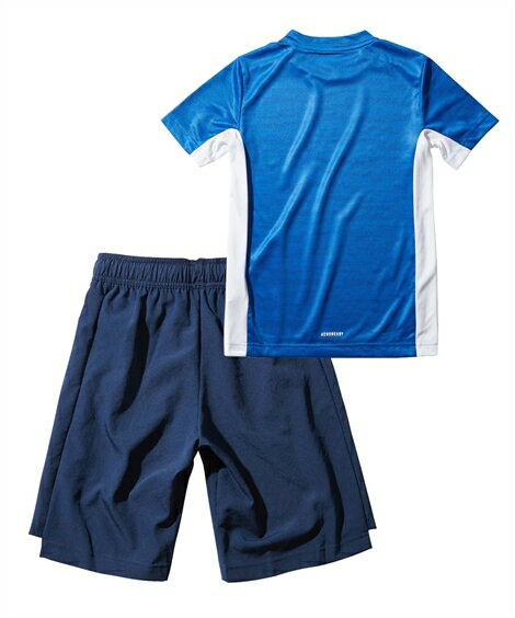 スポーツウェア 上下セット キッズ adidas Tシャツ ハーフ パンツ セット 男の子 女の子 子供服 ジュニア服 ブルー/レッド 身長120/130/140/150/160cm ニッセン nissen