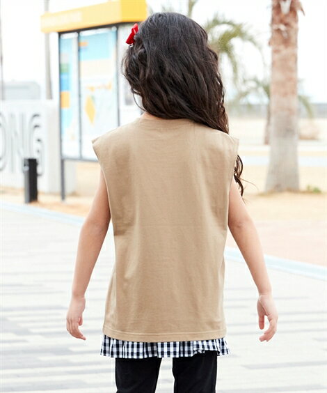 タンクトップ キッズ プリント 2枚組 男の子 女の子 子供服 ジュニア服 オフホワイト＋杢グレー/オレンジ＋ベージュ/ネイビー＋ブラウン 身長140/150/160cm ニッセン nissen