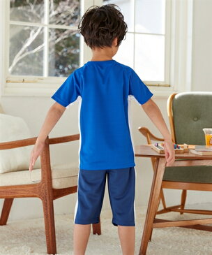 スポーツウェア 上下セット キッズ ハニカムメッシュ Tスーツ 半袖 トップス + ハーフ パンツ 男の子 女の子 子供服 ジュニア服 ネイビー/ピンク/ブラック/ブルー 身長170cm ニッセン nissen