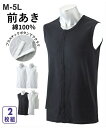 インナー 大きいサイズ メンズ 綿100% 前開き ノースリーブ 2枚組 白+白/杢グレー+黒 4L/5L/6L ニッセン nissen