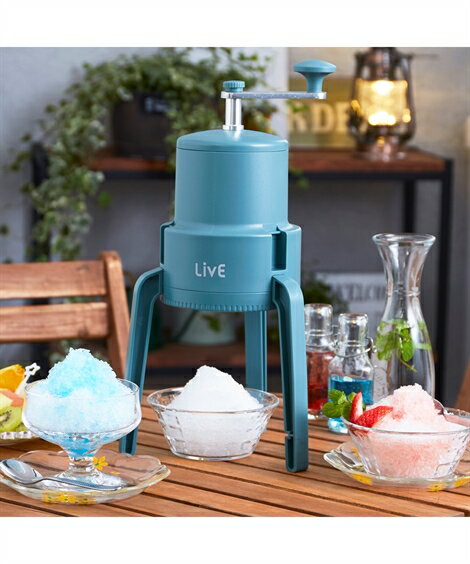 かき氷器 持ち運びに便利 かちわり 手動 収納袋付き グリーン/ブラック ニッセン nissen