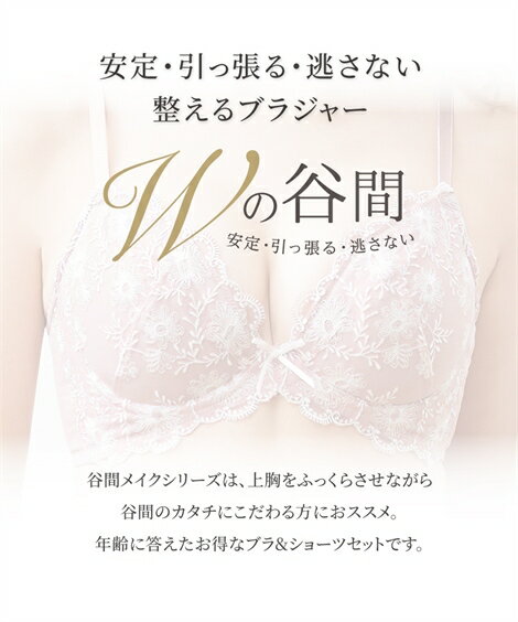 ブラジャー ショーツ セット レディース Wでバストをあげる ( トリンプ ) オフグリーン/ネイビーローズ E70_M〜F80_L ニッセン nissen